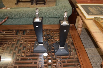 Lot 367 - PAIR OF MODERN BLACK FINISH TABLE LAMPS