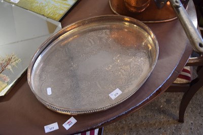 Lot 379 - OVAL SILVER PLATED SERVING TRAY