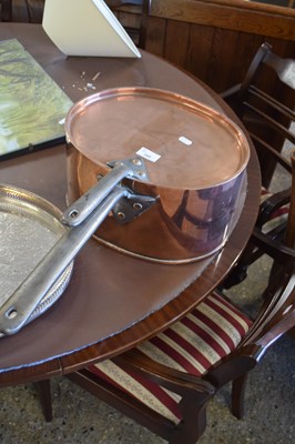 Lot 380 - OVAL COPPER SAUCEPAN WITH LID