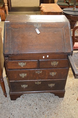 Lot 394 - SMALL 18TH CENTURY OAK BUREAU WITH STEPPED AND...