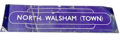 Lot 416 - Blue and white enamel sign “North Walsham...