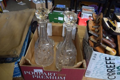 Lot 606 - PAIR OF 19TH CENTURY CUT GLASS DECANTERS (A/F),...