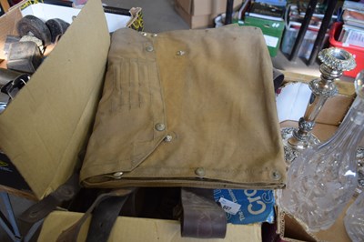 Lot 607 - BOX CONTAINING LEATHER BELTS, SMALL CANVAS BAG...