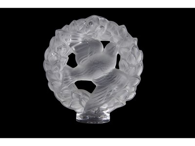 Lot 12 - Lalique model of a bird surrounded by floral...