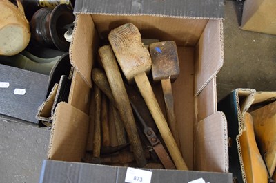 Lot 873 - BOX OF HAMMERS AND MALLETS