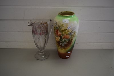 Lot 18 - FLORAL DECORATED VASE AND A FURTHER LARGE...