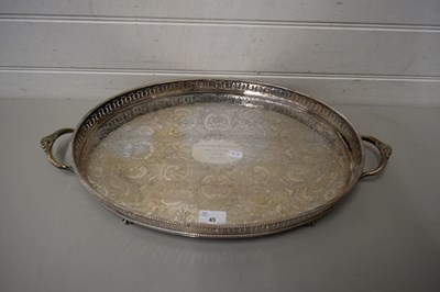 Lot 45 - GALLERIED SILVER PLATED SERVING TRAY