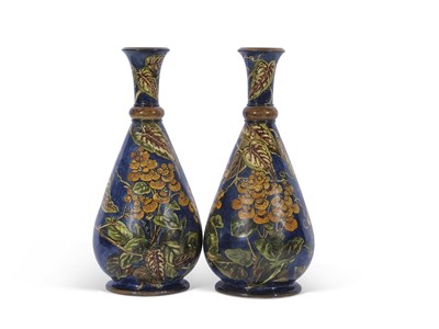 Lot 26 - Large pair of Lambeth Doulton faience vases of...