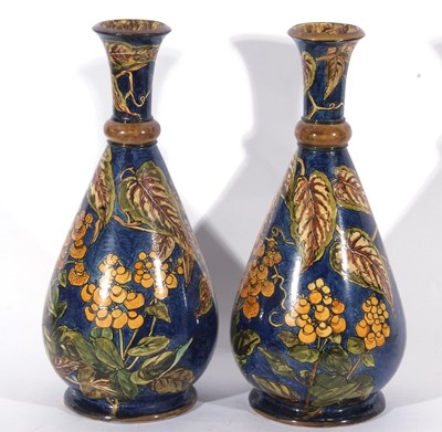 Lot 26 - Large pair of Lambeth Doulton faience vases of...