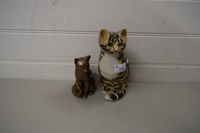 Lot 118 - BRONZED RESIN MODEL OF A CAT AND ONE OTHER