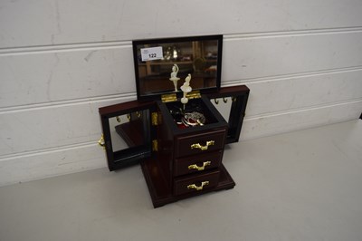 Lot 122 - SMALL TABLE TOP JEWELLERY CABINET AND SOME...