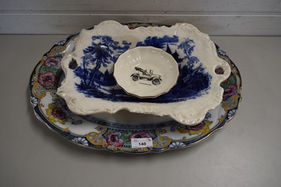 Lot 140 - 19TH CENTURY OVAL FLORAL DECORATED MEAT PLATE...