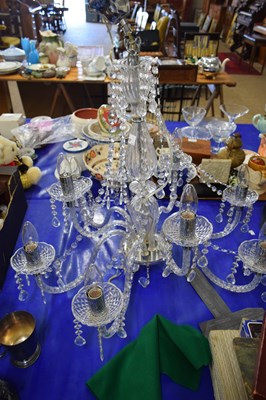 Lot 157 - CONTEMPORARY NINE BRANCH CHANDELIER WITH GLASS...