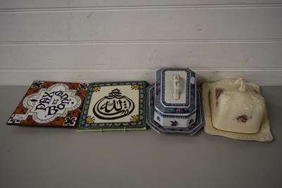 Lot 175 - MIXED LOT - TWO CHEESE DISHES AND TWO MODERN...
