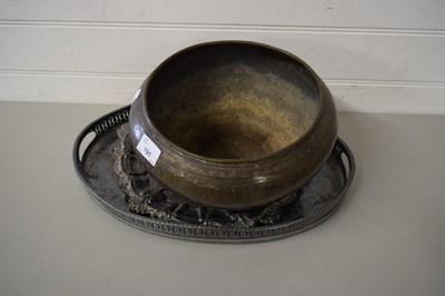Lot 191 - MIXED LOT - SILVER PLATED SERVING TRAYS, BRASS...