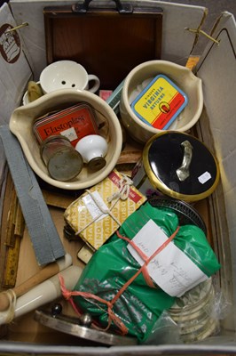 Lot 195 - BOX CONTAINING MIXED ITEMS TO INCLUDE PESTLE &...