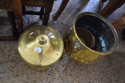 Lot 344 - MIXED LOT LARGE BRASS JARDINIERE WITH LION...
