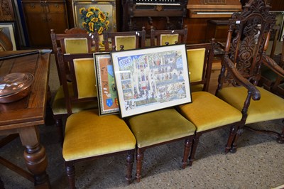 Lot 351 - SET OF SIX LATE VICTORIAN YELLOW UPHOLSTERED...