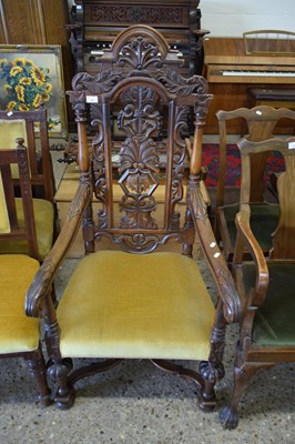 Lot 353 - LATE VICTORIAN OAK FRAMED THRONE TYPE CHAIR...