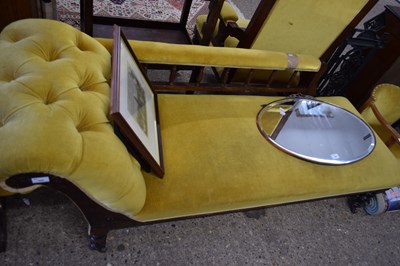 Lot 399 - LATE VICTORIAN YELLOW BUTTON UPHOLSTERED...