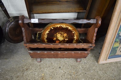 Lot 461 - PINE MAGAZINE RACK AND A SMALL SERVING TRAY