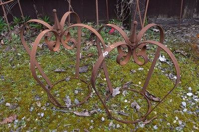 Lot 10 - Pair of metal crown plant supports, 45cm high
