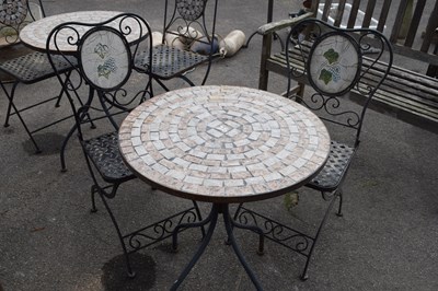 Lot 26 - Metal garden bistro set with table and two chairs