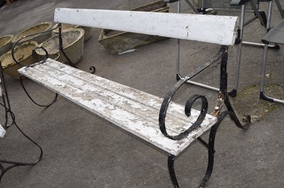 Lot 36 - Garden bench with wrought iron ends, approx...