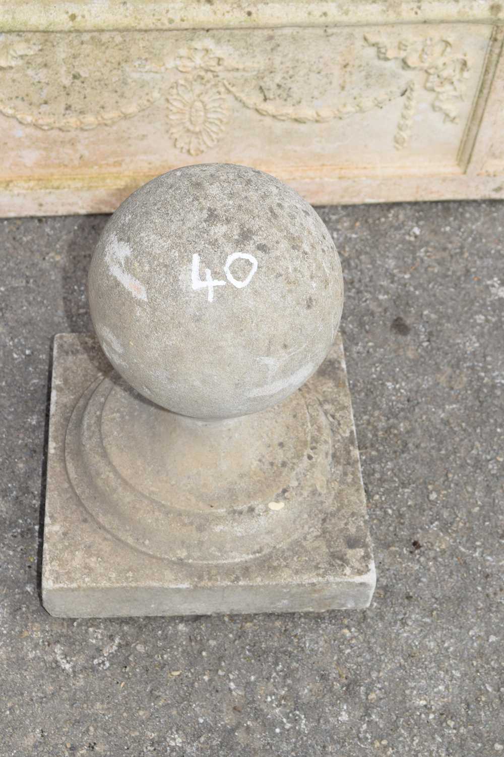 Lot 40 - Stone ball finial, height approx 34cm
