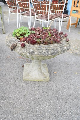 Lot 49 - Composite stone garden urn, height 45cm, total...