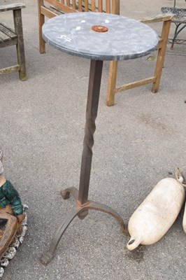 Lot 57 - Metal plant stand with marble top, height...