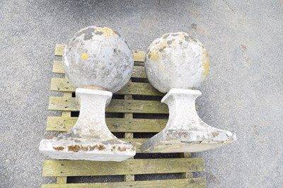 Lot 61 - Pair of large stone ball finials, height...