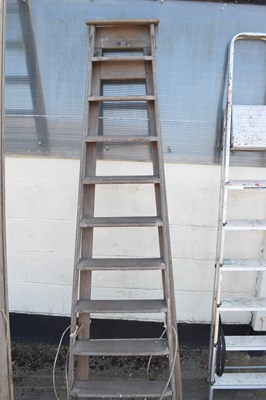 Lot 118 - Nine rung wooden step ladder