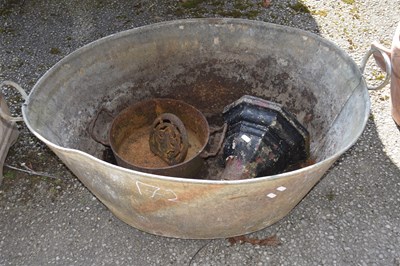 Lot 172 - Galvanised bath with other items including a...
