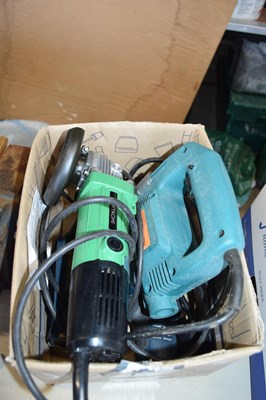 Lot 202 - Two boxes of various power tools to include...