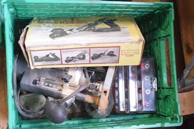 Lot 295a - Box containing a No 4 plane, electric corded...