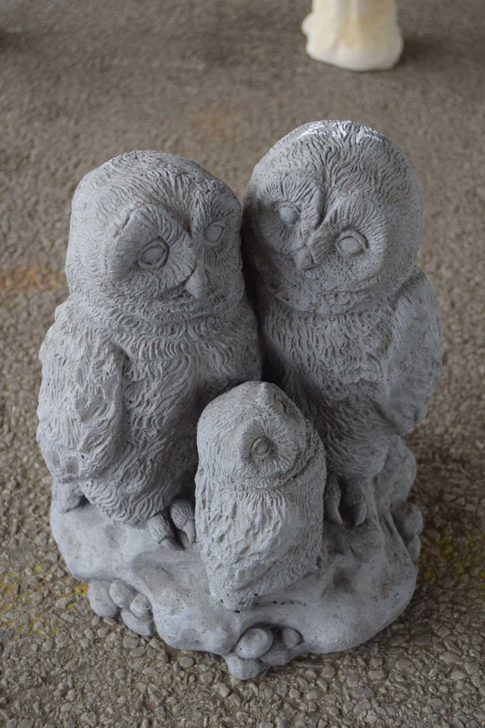 Lot 28 - Composite statue modelled as a family of owls,...