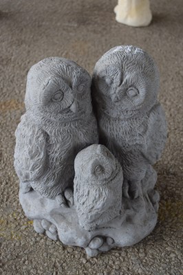 Lot 28f - Composite statue modelled as a family of owls,...