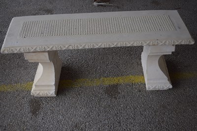 Lot 31b - Concrete garden bench, width approx 105cm,...