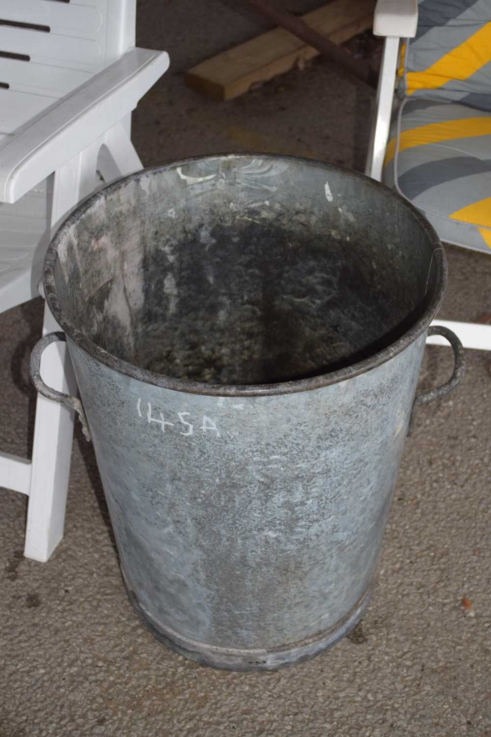Lot 145 - Galvanised bin, height approx 55cm