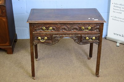 Lot 291 - 18th century oak three drawer side table or...