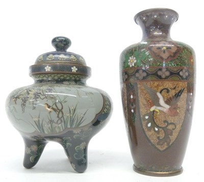 Lot 16 - Small Japanese Meiji period cloisonne incense...