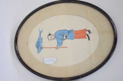 Lot 24 - Pair of Chinese watercolours in oval frames