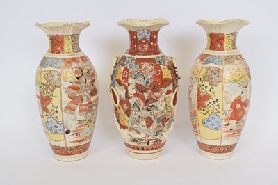 Lot 35 - Group of three Japanese Satsuma style vases...