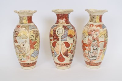 Lot 35 - Group of three Japanese Satsuma style vases...