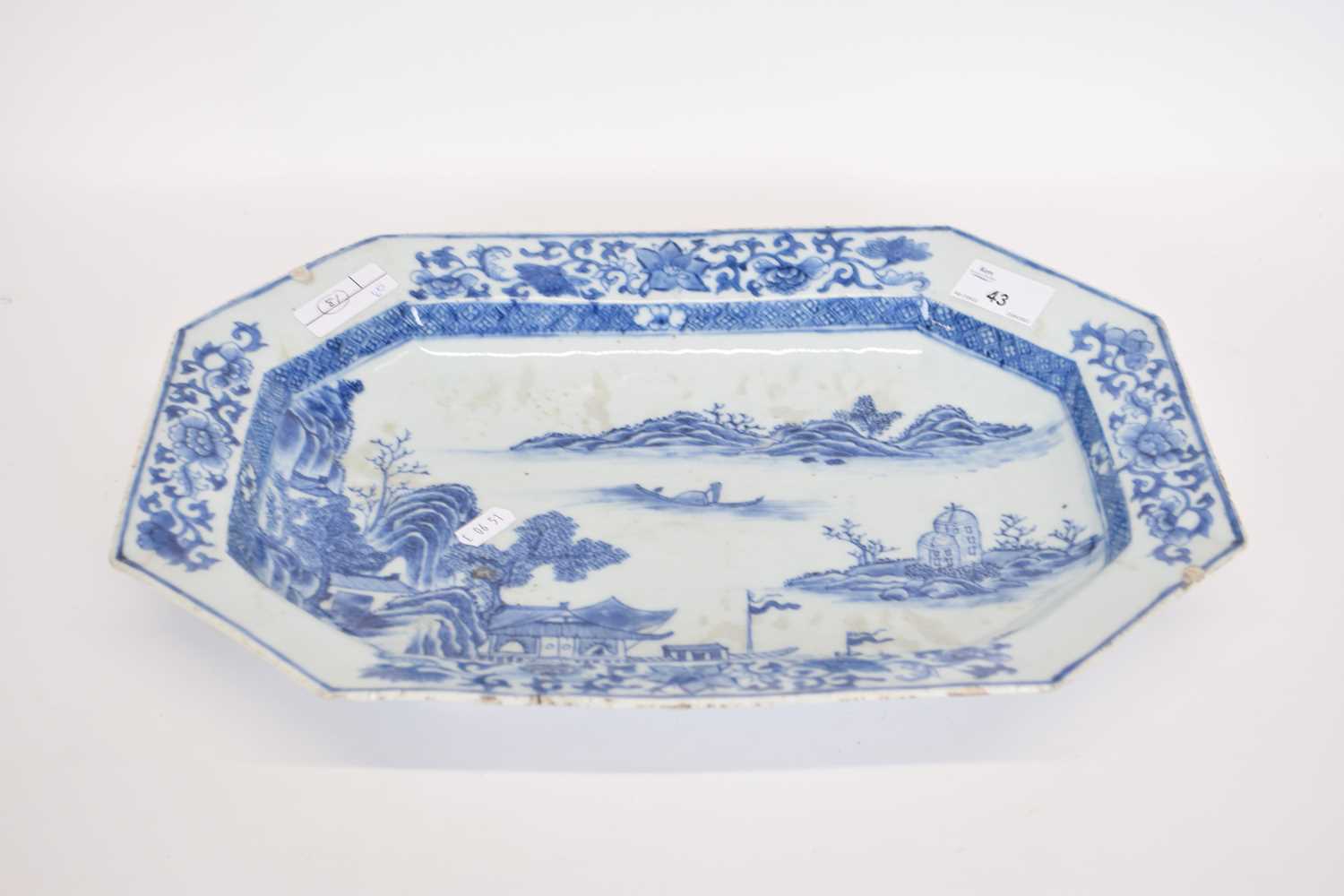 Lot 43 - Chinese porcelain dish with blue and white...