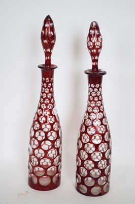 Lot 50 - Pair of decanters with tear drop stoppers in...