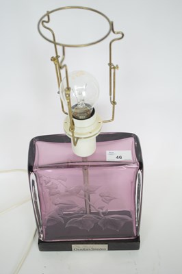 Lot 46 - An Orrefors table lamp of rectangular section...