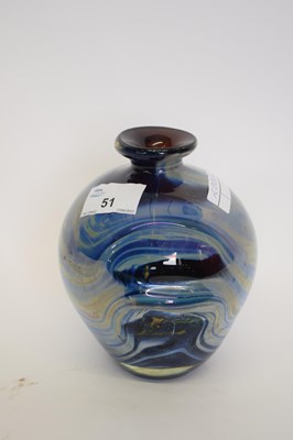 Lot 51 - An Art Glass vase with a blue streaked design...