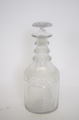Lot 53 - Regency three-ring cut glass decanter, 26cm high